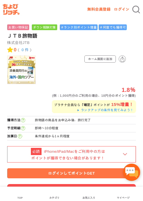 JTBの過去最高画像（ちょびリッチ・2026年5月1日）