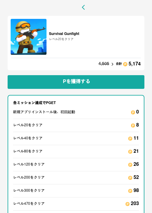 Survival Gunfightの過去最高画像（モッピー（GF Rewards）・2026年5月15日）