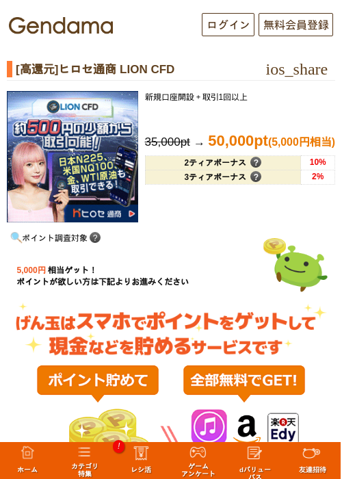 [高還元]ヒロセ通商 LION CFDの過去最高画像（げん玉・2026年6月1日）