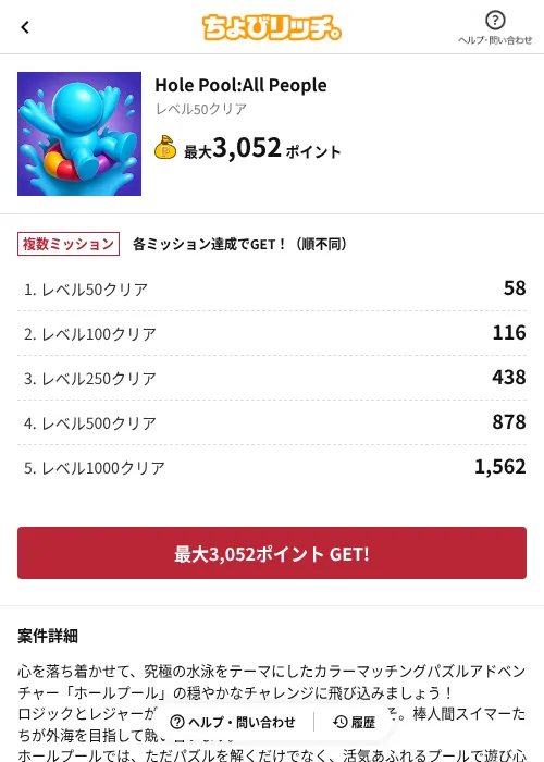 Hole Pool:All Peopleの掲載記録画像（ちょびリッチ（AppDriver）・2026年6月13日）