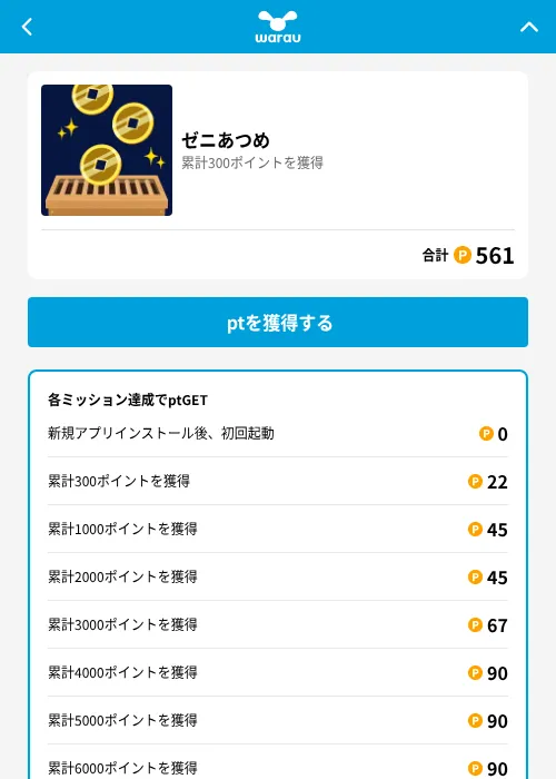 ゼニあつめの掲載記録画像(ワラウ(GF Rewards)・2026年6月19日)
