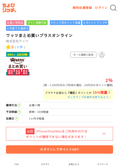 ワッツまとめ買いプラスオンラインの過去最高画像（ちょびリッチ・2026年6月1日）