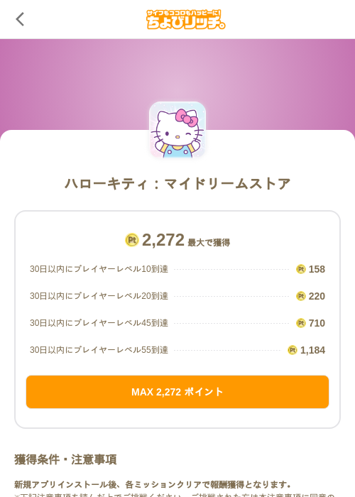 ハローキティ：マイドリームストアの過去最高画像（ちょびリッチ（SKYFLAG）・2026年5月18日）