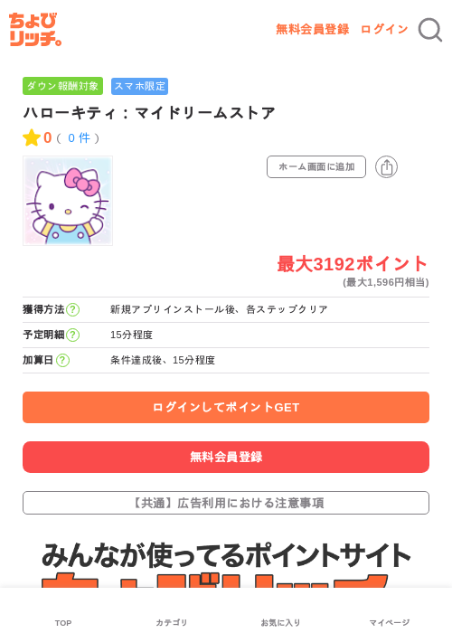 ハローキティ：マイドリームストアの過去最高画像（ちょびリッチ・2026年5月3日）