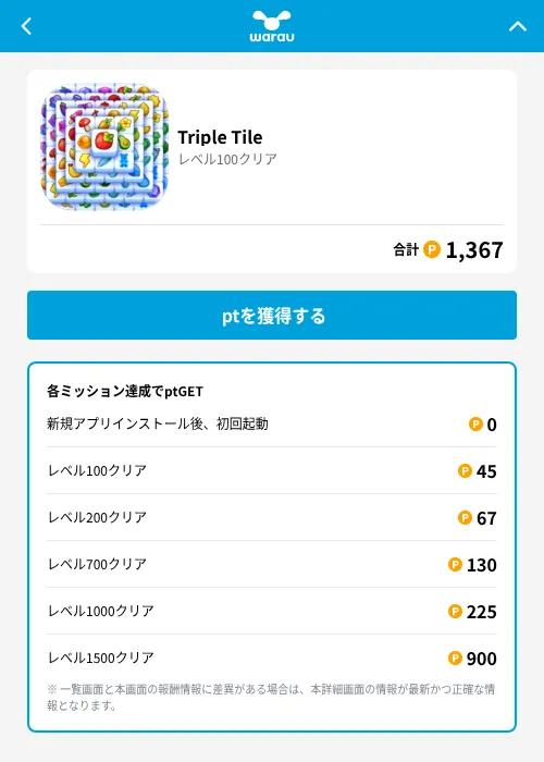 Triple Tileの掲載記録画像（ワラウ（GF Rewards）・2026年6月19日）