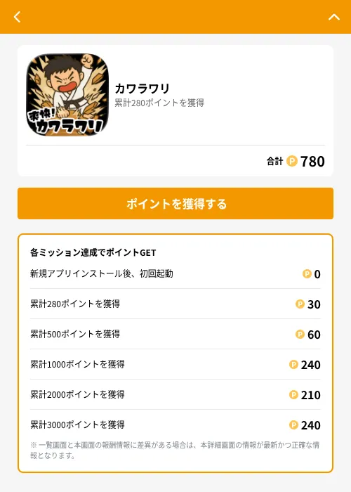 カワラワリの掲載記録画像（GMOポイ活（GF Rewards）・2026年6月21日）