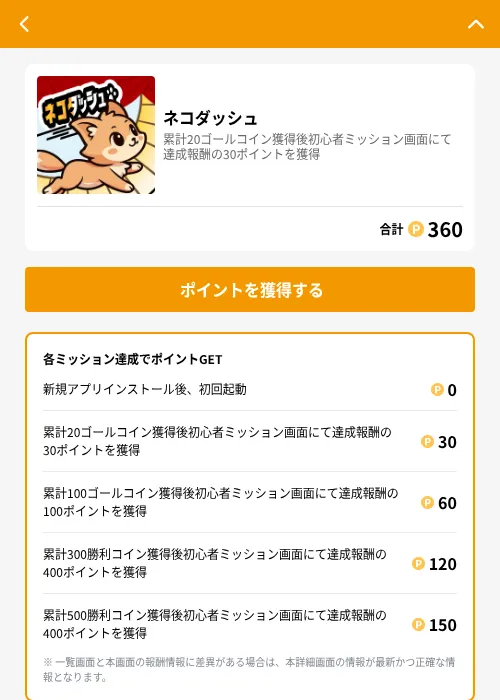 ネコダッシュの掲載記録画像（GMOポイ活（GF Rewards）・2026年6月21日）