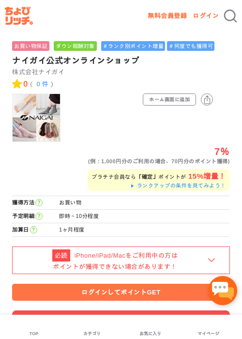 ナイガイ公式オンラインショップの過去最高画像（ちょびリッチ・2026年5月2日）