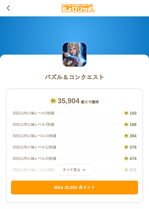 パズル＆コンクエストの過去最高画像（ちょびリッチ（SKYFLAG）・2026年5月19日）