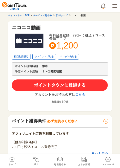ニコニコ動画の過去最高画像（ポイントタウン・2026年5月9日）