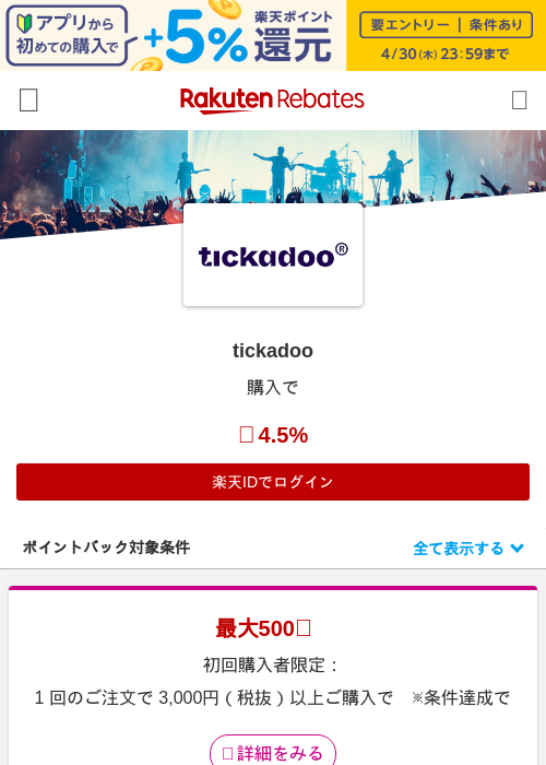 tickadooの過去最高画像（楽天リーベイツ・2026年4月27日）