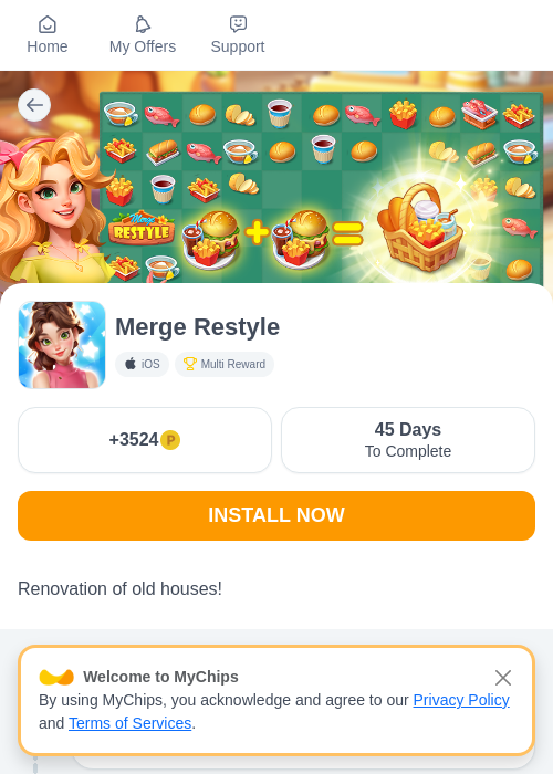 Merge Restyleの掲載記録画像（モッピー（myChips）・2026年9月10日）