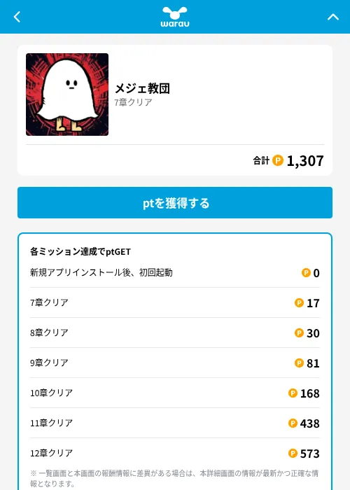 メジェ教団の掲載記録画像（ワラウ（GF Rewards）・2026年6月19日）