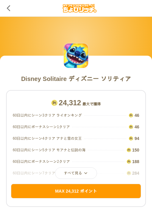 Disney Solitaire ディズニー ソリティアの過去最高画像（ちょびリッチ（SKYFLAG）・2026年5月19日）
