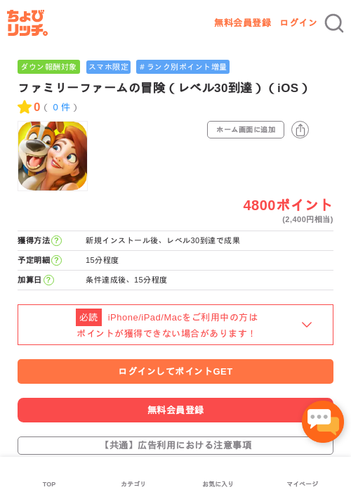 ファミリーファームの冒険の過去最高画像（ちょびリッチ・2026年5月4日）