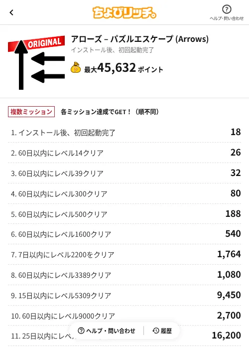 アローズ – パズルエスケープ (Arrows)の過去最高画像（ちょびリッチ（AppDriver）・2026年6月13日）
