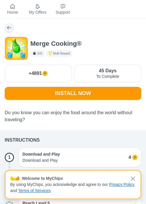 Merge Cooking®の過去最高画像（モッピー（myChips）・2026年5月8日）