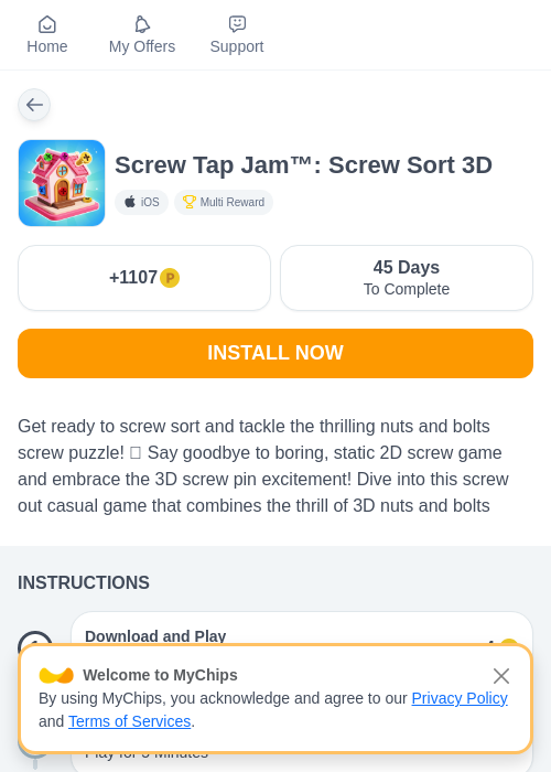 Screw Tap Jam™: Screw Sort 3Dの過去最高画像（モッピー（myChips）・2026年5月8日）