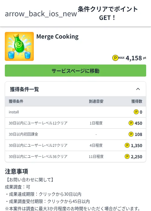 Merge Cookingの過去最高画像（ハピタス（Zucks）・2026年6月4日）