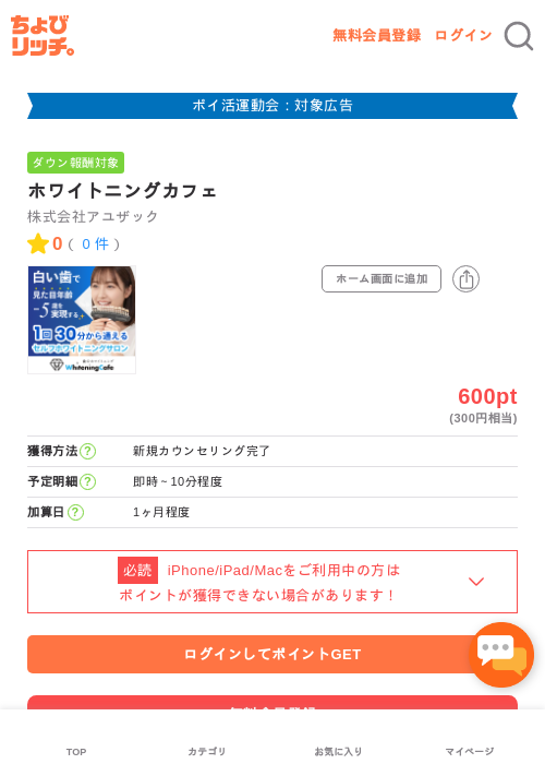 ホワイトニングカフェの過去最高画像（ちょびリッチ・2026年4月30日）