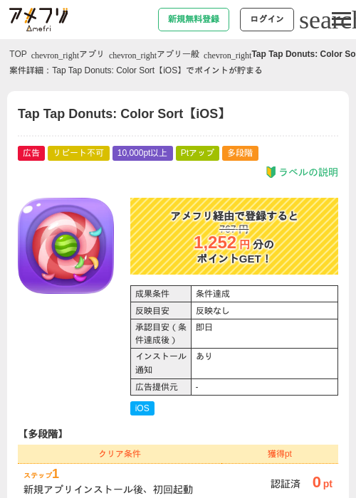 Tap Tap Donuts: Color Sort【iOS】の過去最高画像（アメフリ・2026年5月2日）