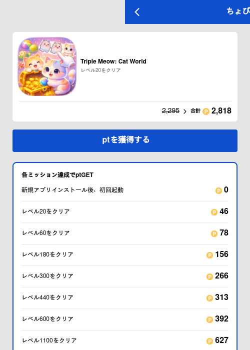 Triple Meow: Cat Worldの過去最高画像（ちょびリッチ（GF Rewards）・2026年5月19日）
