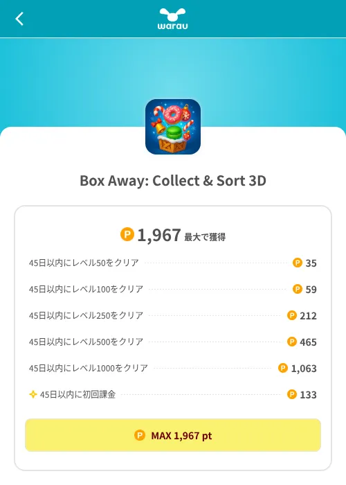 Box Away: Collect & Sort 3Dの掲載記録画像(ワラウ(SKYFLAG)・2026年8月9日)