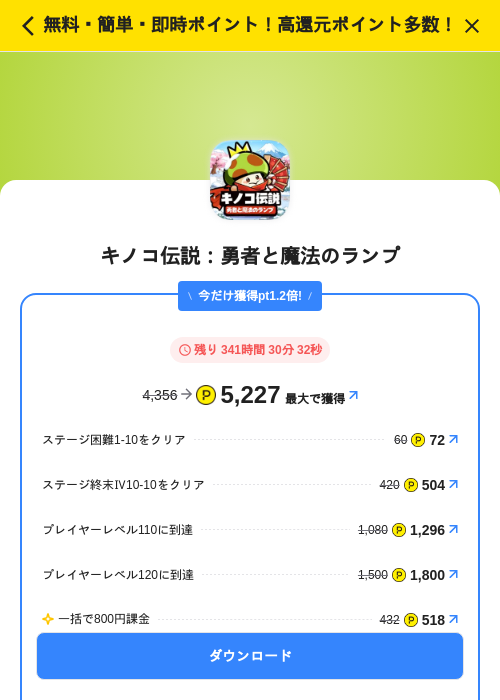 キノコ伝説：勇者と魔法のランプの過去最高画像（ハピタス（SKYFLAG）・2026年5月17日）