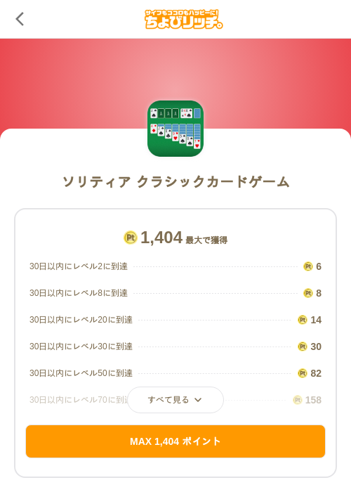 ソリティア クラシックカードゲームの過去最高画像（ちょびリッチ（SKYFLAG）・2026年5月19日）