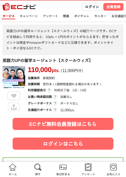 英語力UPの留学エージェント【スクールウィズ】の過去最高画像（ECナビ・2026年4月26日）
