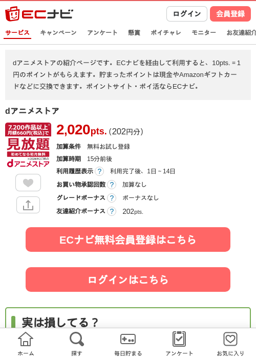 dアニメストアの掲載記録画像（ECナビ・2026年7月9日）