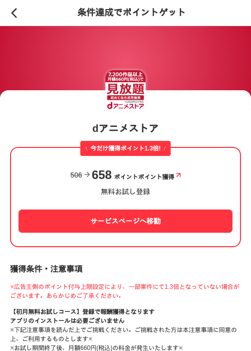 dアニメストアの掲載記録画像（メルカリ（ポイントゲット）・2026年7月17日）