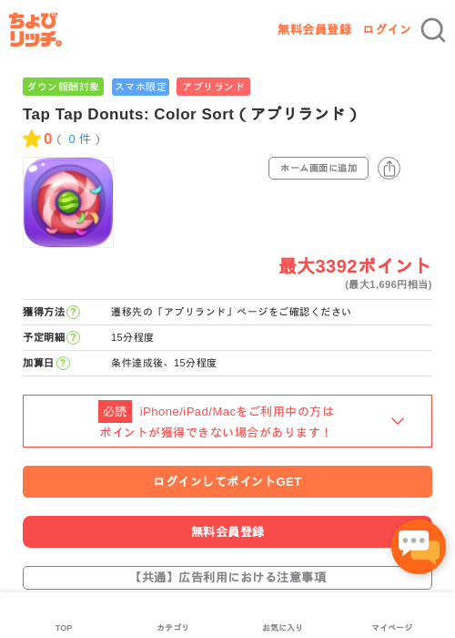 Tap Tap Donuts: Color Sort（アプリランド）の過去最高画像（ちょびリッチ・2026年5月16日）