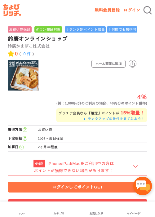 鈴廣オンラインショップの過去最高画像（ちょびリッチ・2026年5月1日）