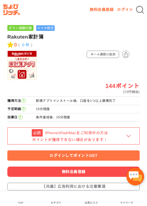 Rakuten家計簿の過去最高画像（ちょびリッチ・2026年5月4日）