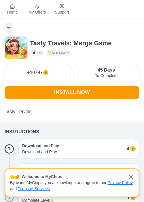 Tasty Travels: Merge Gameの過去最高画像（モッピー（myChips）・2026年6月4日）