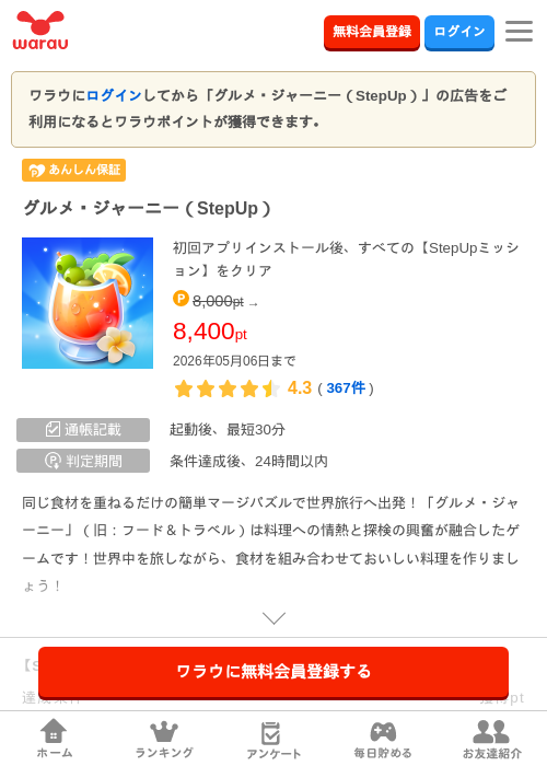 グルメ ジャーニの過去最高画像（ワラウ・2026年4月20日）