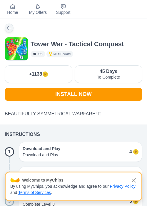 tower warの過去最高画像（モッピー（myChips）・2026年5月8日）