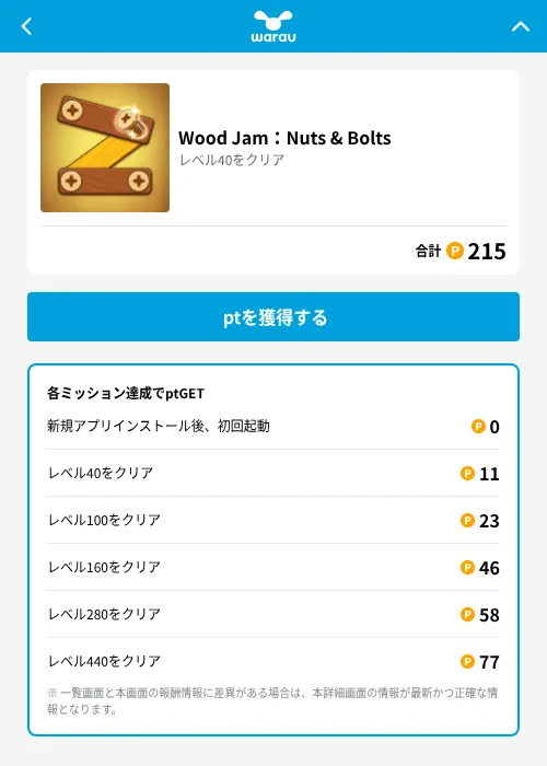 Wood Jam：Nuts & Boltsの掲載記録画像（ワラウ（GF Rewards）・2026年6月19日）