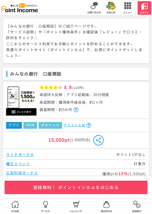 銀行 口座開設の過去最高画像（ポイントインカム・2026年4月23日）