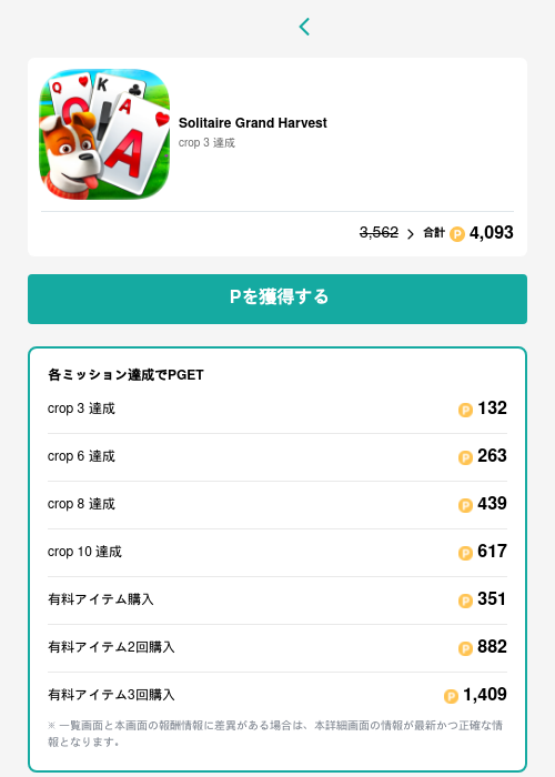 Solitaire Grand Harvestの過去最高画像（モッピー（GF Rewards）・2026年5月15日）