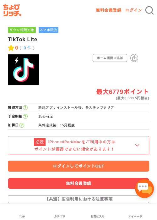 tik tok liteの過去最高画像（ちょびリッチ・2026年5月4日）