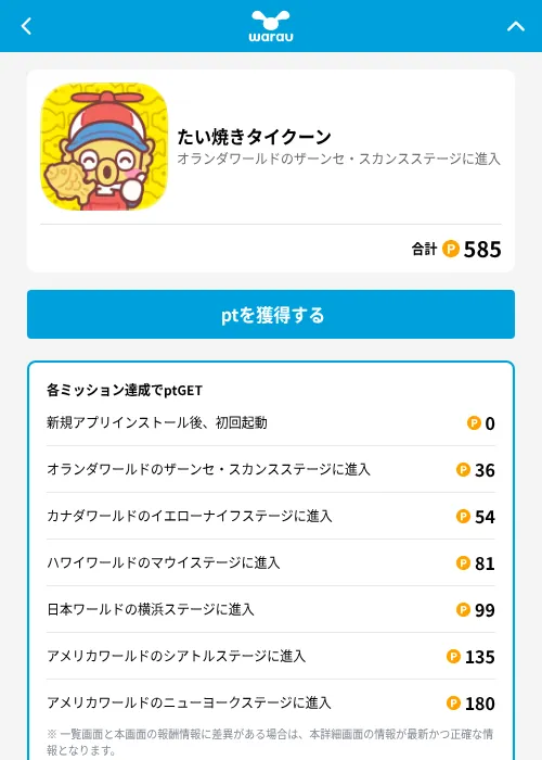 たい焼きタイクーンの掲載記録画像(ワラウ(GF Rewards)・2026年6月19日)