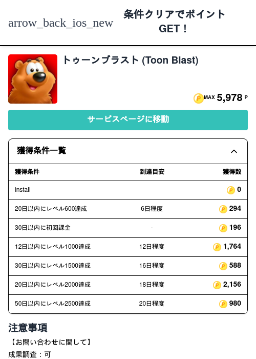 トゥーンブラストの過去最高画像（モッピー（Zucks）・2026年5月5日）