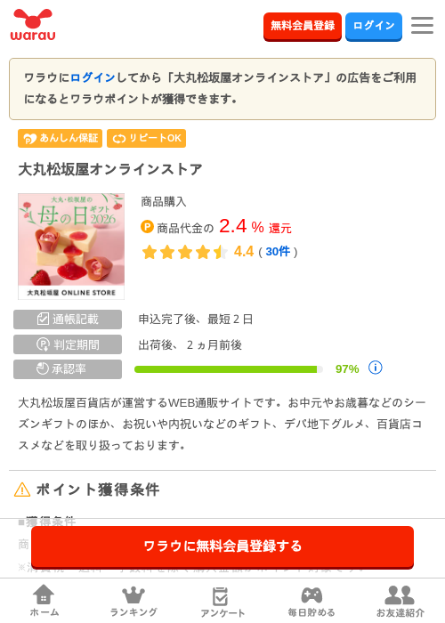 大丸松坂屋オンラインストアの過去最高画像（ワラウ・2026年5月5日）