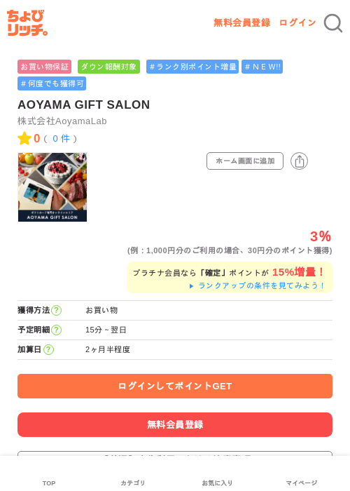 AOYAMA GIFT SALONの過去最高画像（ちょびリッチ・2026年5月8日）