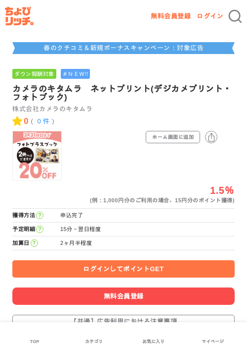 カメラのキタムラの過去最高画像（ちょびリッチ・2026年5月8日）