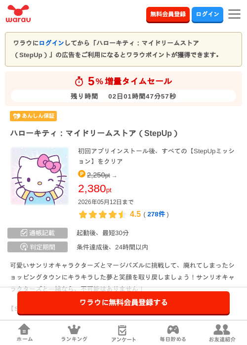 ハローキティ：マイドリームストア（StepUp）の過去最高画像（ワラウ・2026年5月10日）