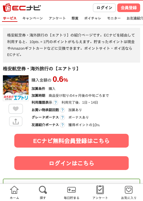 格安航空券・海外旅行の【エアトリ】の過去最高画像（ECナビ・2026年5月12日）