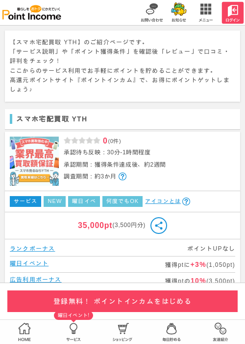 スマホ宅配買取 YTHの過去最高画像（ポイントインカム・2026年5月13日）